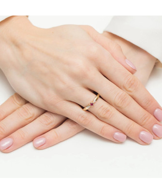 Gold Ring 14k With Ruby Diamonds 0.15ct Certificate