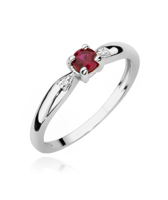 14k White Gold Ring with Ruby Diamonds 0.15ct Certificate