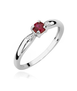 14k White Gold Ring with Ruby Diamonds 0.15ct Certificate