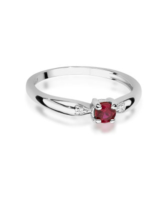 14k White Gold Ring with Ruby Diamonds 0.15ct Certificate