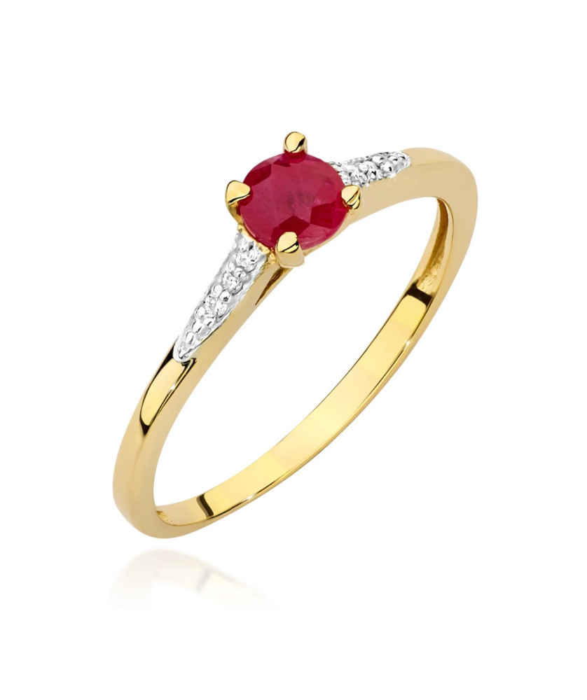 Gold Ring 14k With Ruby Diamonds 0.30ct