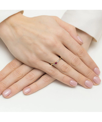 Gold Ring 14k With Ruby Diamonds 0.30ct