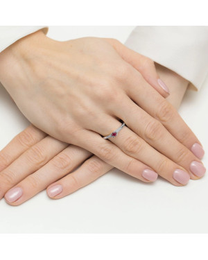 14k White Gold Ring with Ruby Diamonds 0.30ct