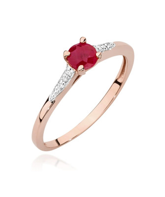 14k Rose Gold Ring with Ruby Diamonds 0.30ct