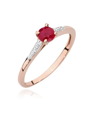 14k Rose Gold Ring with Ruby Diamonds 0.30ct