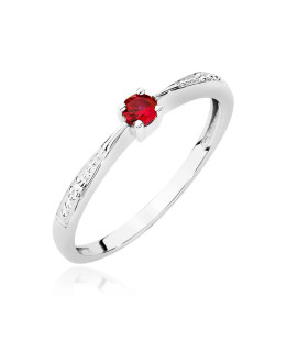 14k White Gold Ring with Ruby Diamonds 0.15ct Certificate