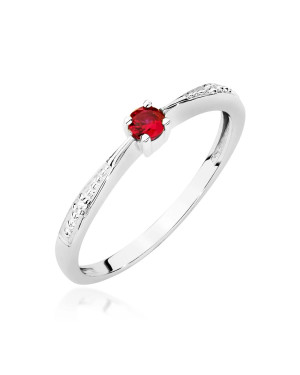 14k White Gold Ring with Ruby Diamonds 0.15ct Certificate