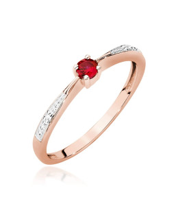 Gold Ring 14k Rose Gold With Ruby Diamonds 0.15ct Certificate