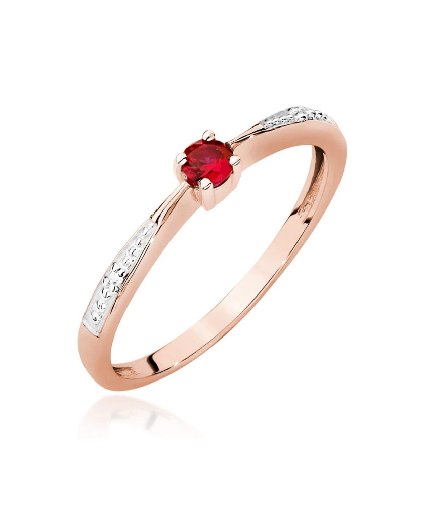 Gold Ring 14k Rose Gold With Ruby Diamonds 0.15ct Certificate