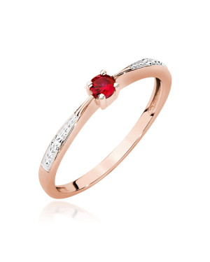 Gold Ring 14k Rose Gold With Ruby Diamonds 0.15ct Certificate