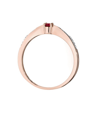 Gold Ring 14k Rose Gold With Ruby Diamonds 0.15ct Certificate