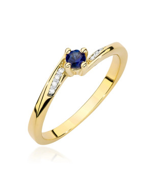 14k Gold Ring Sapphire Diamonds 0.15ct