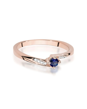 Gold Ring 14k Rose Gold Sapphire Diamonds 0.15ct