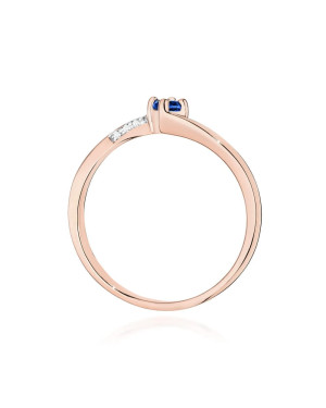 Gold Ring 14k Rose Gold Sapphire Diamonds 0.15ct