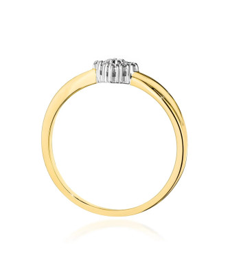 Złoty Pierścionek 14k Z Szafirem Diamenty 0,03ct certyfikat