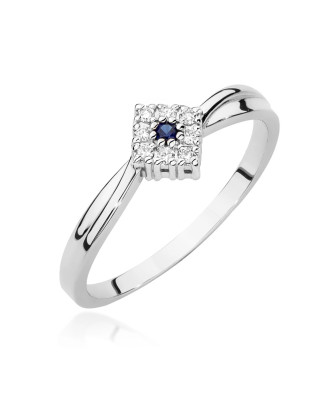 14k White Gold Ring with Sapphire Diamonds 0.03ct certificate