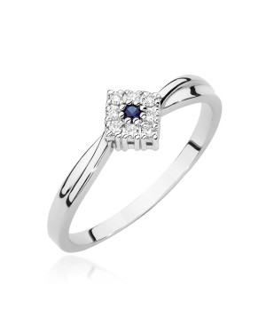 14k White Gold Ring with Sapphire Diamonds 0.03ct certificate