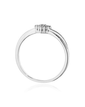 Złoty Pierścionek 14k Białe Złoto Z Szafirem Diamenty 0,03ct certyfikat
