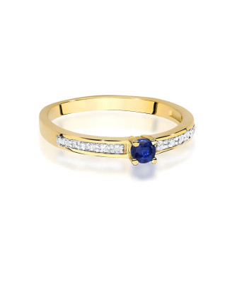 14k Gold Ring with Sapphire Diamonds 0.15ct