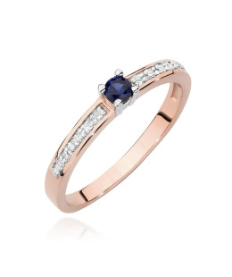 14k Rose Gold Ring with Sapphire Diamonds 0.15ct
