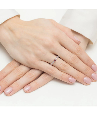 14k Rose Gold Ring Ruby Diamonds 0.15ct