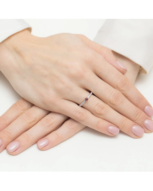 14k Rose Gold Ring Ruby Diamonds 0.15ct