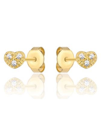 Gold heart earrings with cubic zirconia 8k