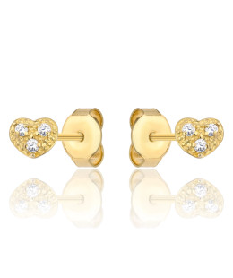 Gold heart earrings with cubic zirconia 8k