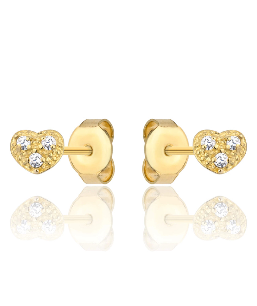 Gold heart earrings with cubic zirconia 8k