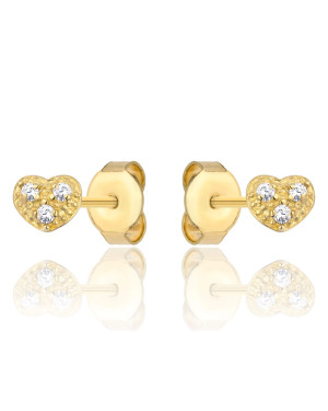 Gold heart earrings with cubic zirconia 8k