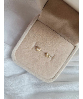 Gold heart earrings with cubic zirconia 8k
