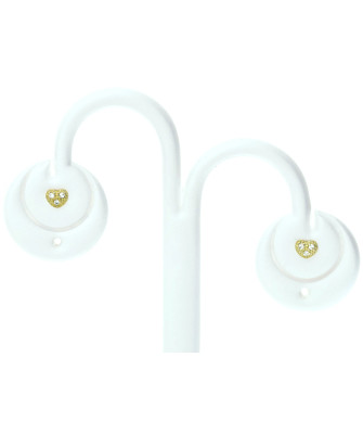 Gold heart earrings with cubic zirconia 8k