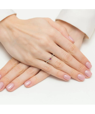 Gold Ring 14k Ruby Diamonds 0.15ct Certificate