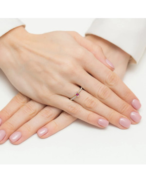 Gold Ring 14k Ruby Diamonds 0.15ct Certificate