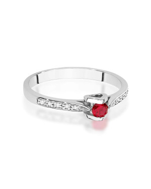 14k White Gold Ring Ruby Diamonds 0.15ct Certificate