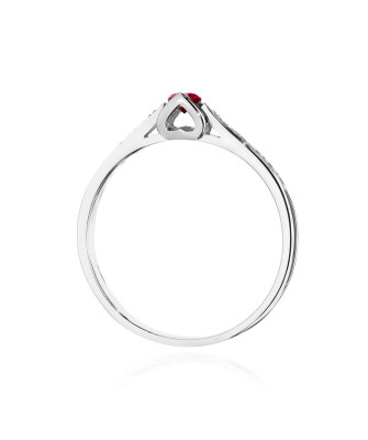 14k White Gold Ring Ruby Diamonds 0.15ct Certificate