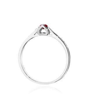 14k White Gold Ring Ruby Diamonds 0.15ct Certificate