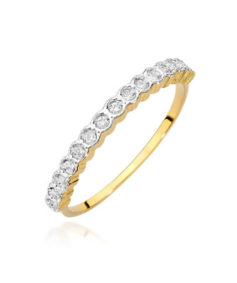 Złoty Pierścionek 14k Brylant Diament 0,13ct Certyfikat