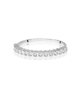 Złoty Pierścionek 14k Białe Złoto Brylant Diament 0,13ct Certyfikat
