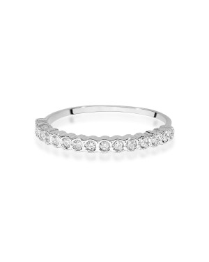 Złoty Pierścionek 14k Białe Złoto Brylant Diament 0,13ct Certyfikat