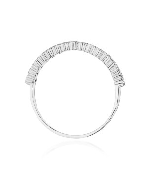 Złoty Pierścionek 14k Białe Złoto Brylant Diament 0,13ct Certyfikat