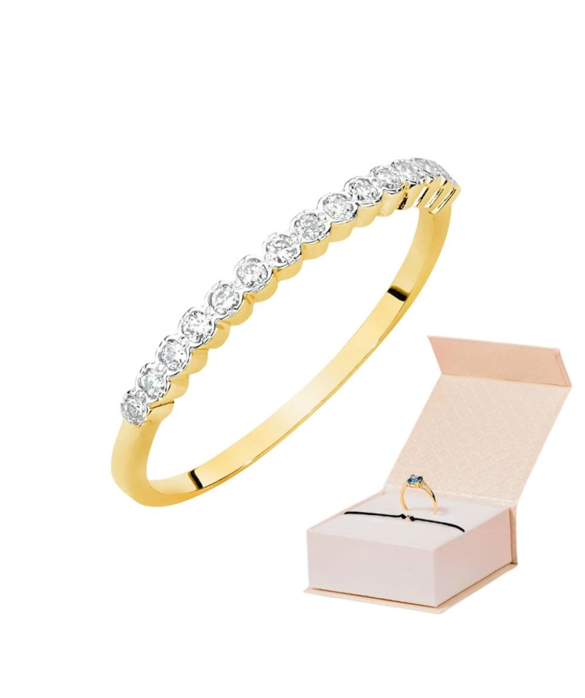 Złoty Pierścionek 14k Brylant Diamenty 0,07ct
