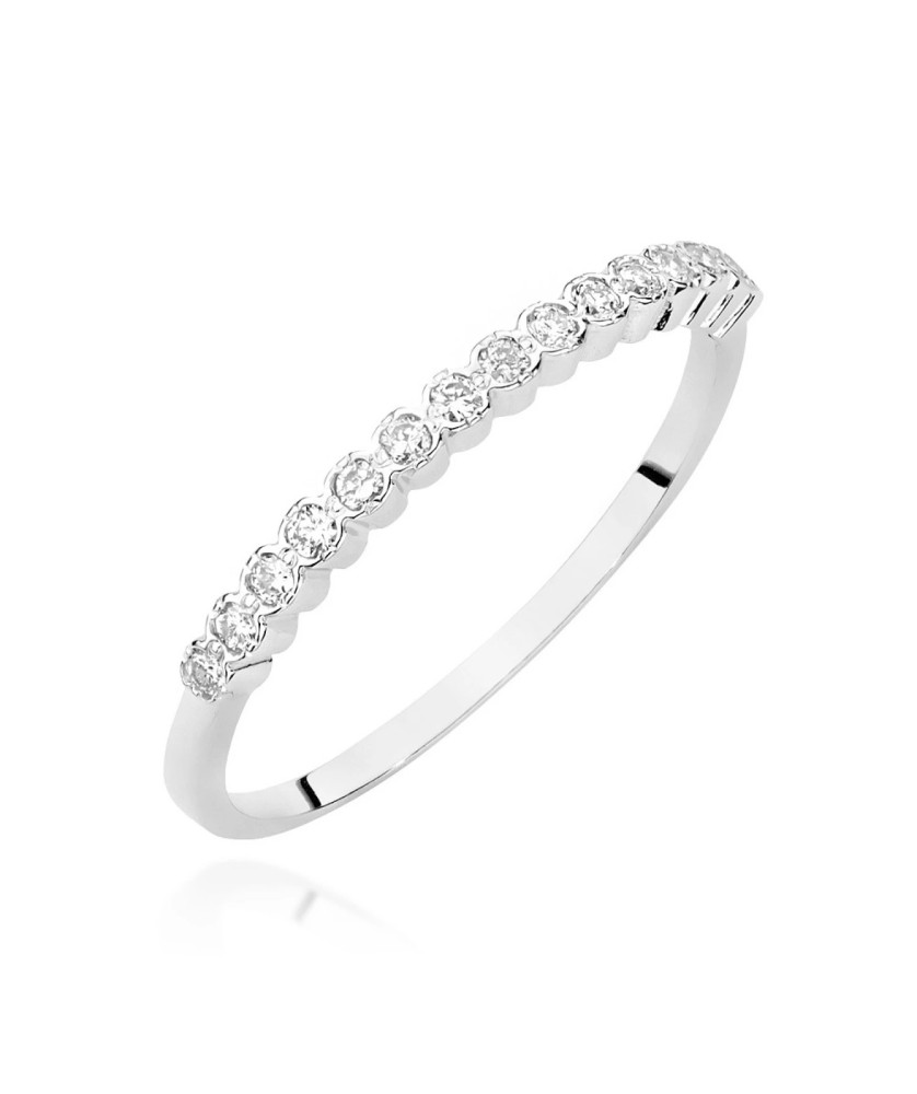Złoty Pierścionek 14k Białe Złoto Brylant Diamenty 0,07ct