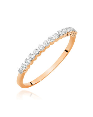 Złoty Pierścionek Różowe Złoto 14k Brylant Diamenty 0,07ct