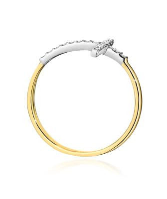 Złoty Pierścionek 14k Krzyż Brylant Diamenty 0,09ct