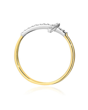 Złoty Pierścionek 14k Krzyż Brylant Diamenty 0,09ct