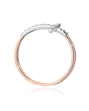 14k Rose Gold Ring Cross Brilliant Diamonds 0.09ct
