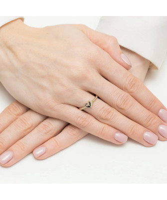 14k Gold Ring Heart Brilliant Diamond 0.01ct