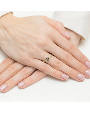 14k Gold Ring Heart Brilliant Diamond 0.01ct