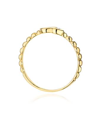 14k Gold Ring Heart Brilliant Diamond 0.01ct